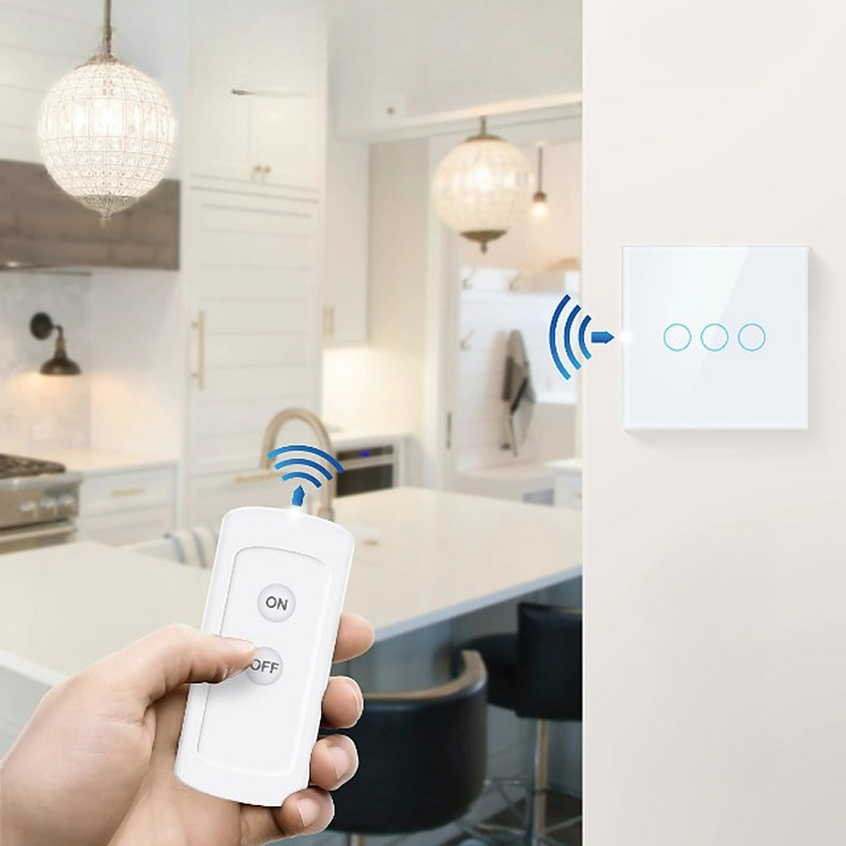 Interrupteur sans fils à 3 boutons avec technologie Zigbee — accessoire Plafonniers Design
