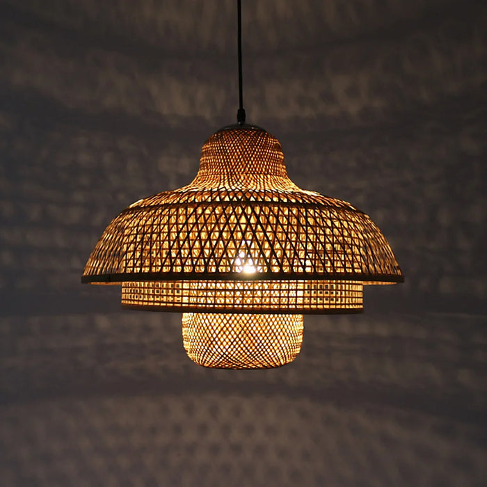 Lampe de table restaurant en rotin — plafonnier Plafonniers Design