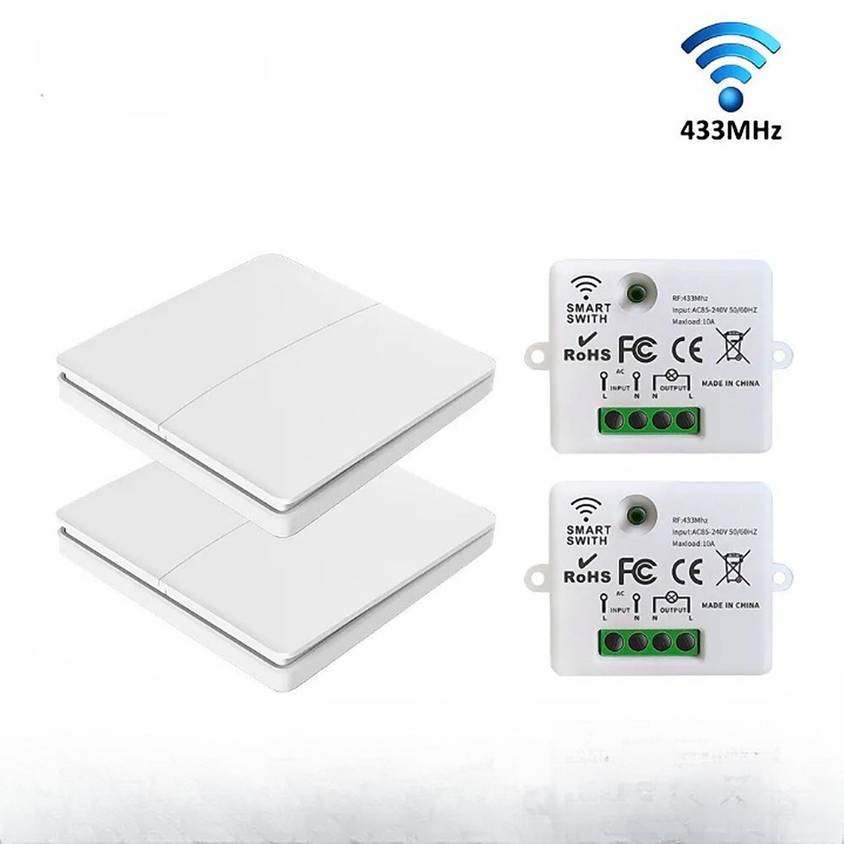 Lot de 2 interrupteurs sans fils avec double boutons pour maison intelligente — accessoire Plafonniers Design