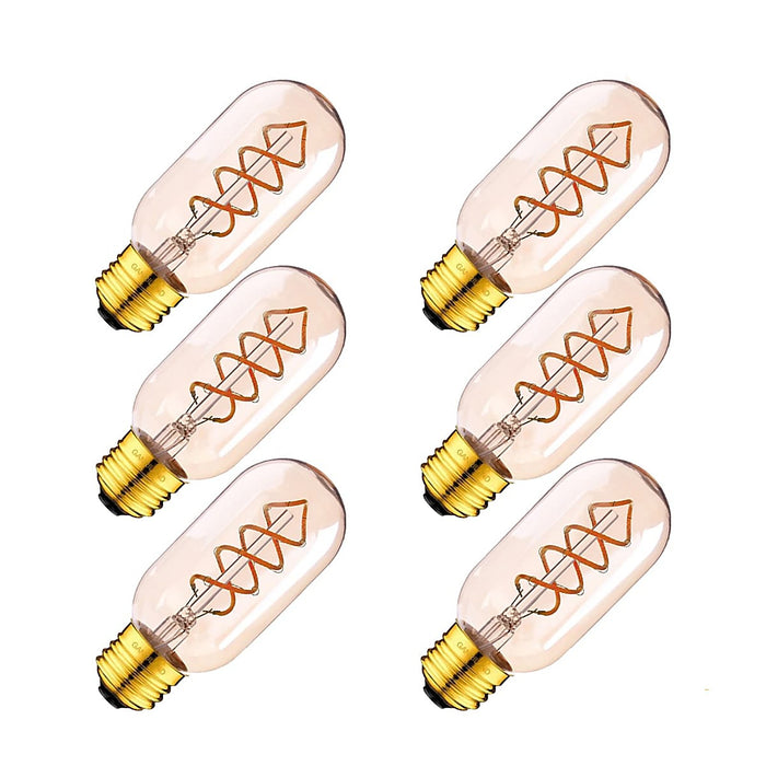 Lot de 6 ampoules LED tubulaires modernes à filament spiralé T45 3W E27 220V variable — accessoire Plafonniers Design
