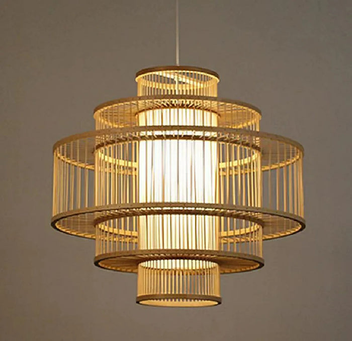 Lustre plafonnier salon en bambou – Tendance éclairage salon — plafonnier Plafonniers Design