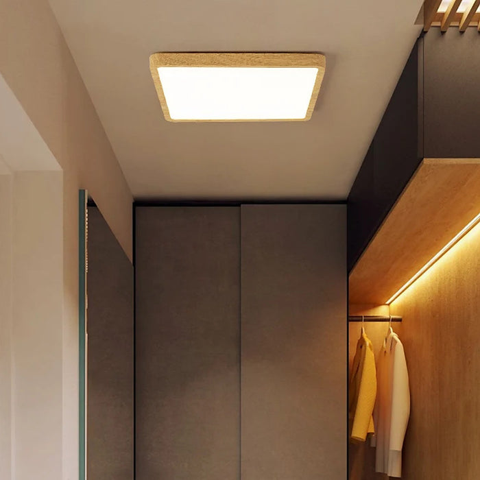Plafonnier carré en bois massif au design moderne — plafonnier Plafonniers Design