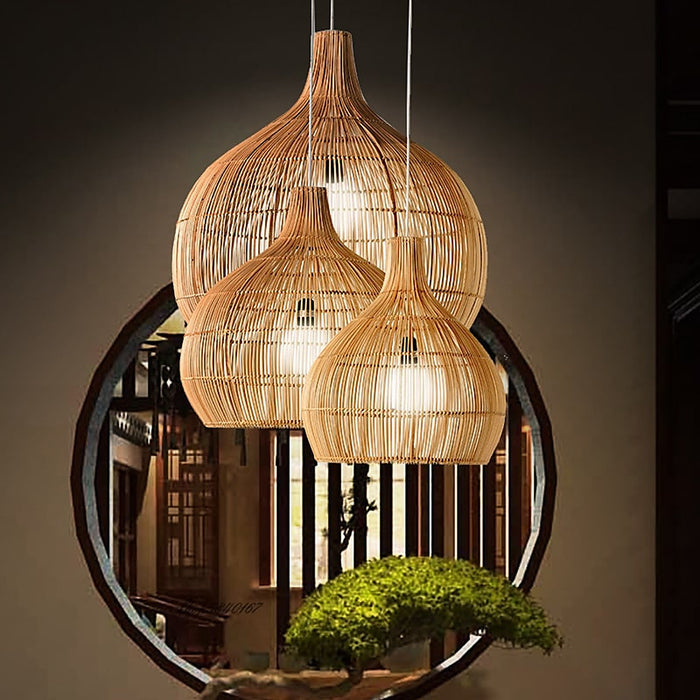 Plafonnier en bambou en forme de goutte — plafonnier Plafonniers Design