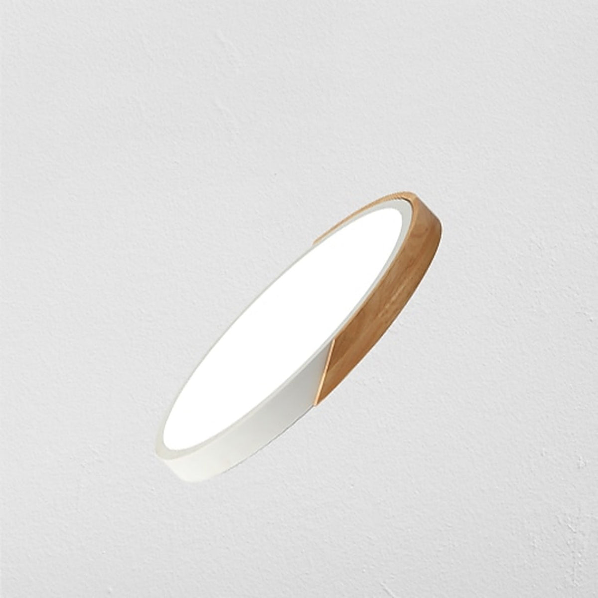 Plafonnier LED 18W en bois rond nordique moderne avec télécommande — plafonnier Plafonniers Design