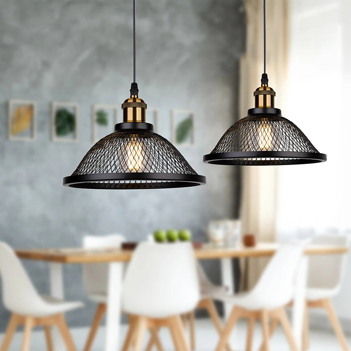 Plafonnier noir grille en métal noir — plafonnier Plafonniers Design