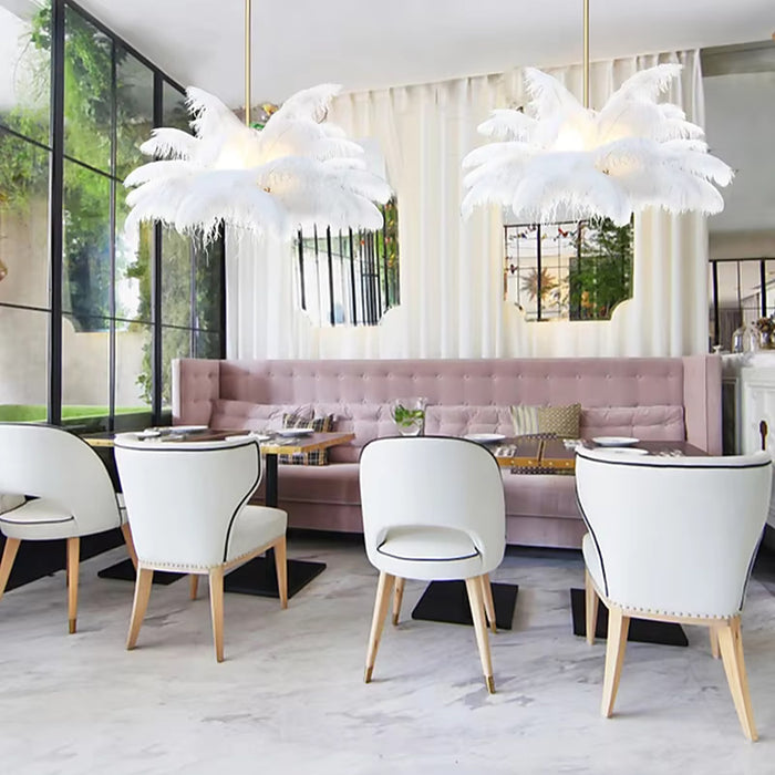 Plafonnier pour salon blanc en plume LED — plafonnier Plafonniers Design