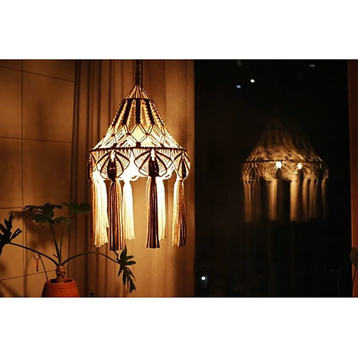 Plafonnier suspendu en macramé avec abat-jour — plafonnier Plafonniers Design