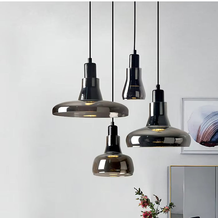 Plafonnier suspendu gris en verre foncé — plafonnier Plafonniers Design