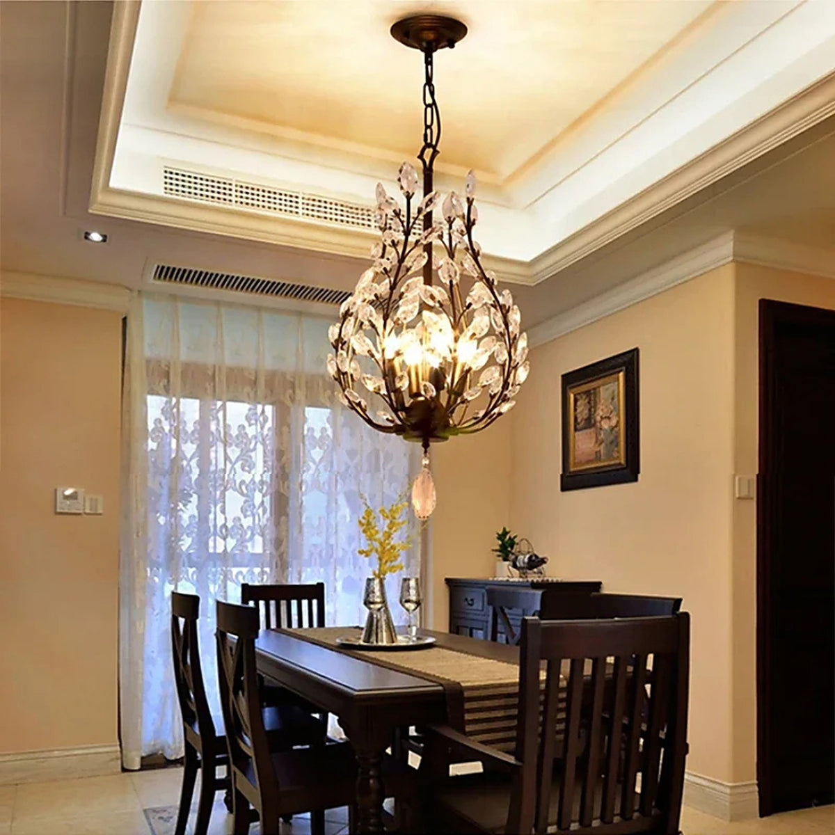 Plafonnier vintage suspendue de luxe en cristal noir — plafonnier Plafonniers Design