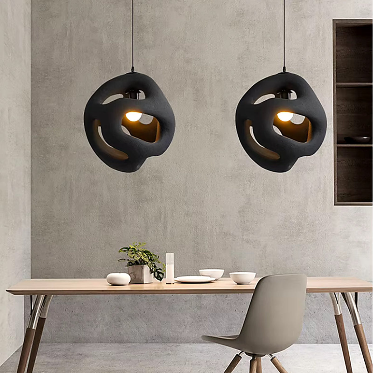 Plafonnier Wabi Sabi, design moderne, à LED, en résine — plafonnier Plafonniers Design