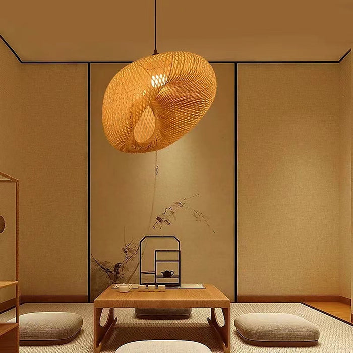 Suspension en bambou – Plafonnier style lampe de table — plafonnier Plafonniers Design