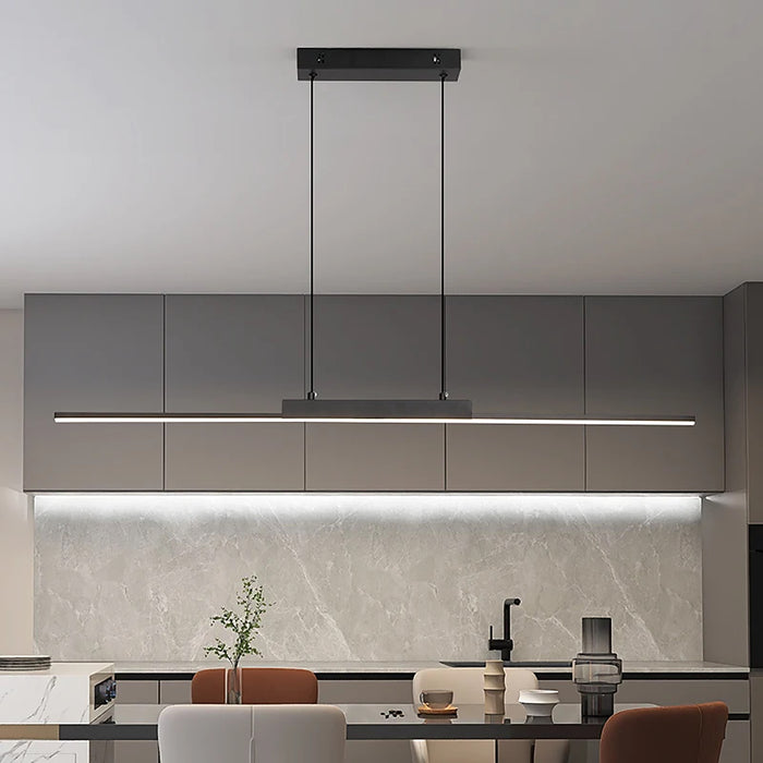 Suspension LED linéaire noire – Luminaire moderne pour cuisine et salle à manger — suspension Plafonniers Design