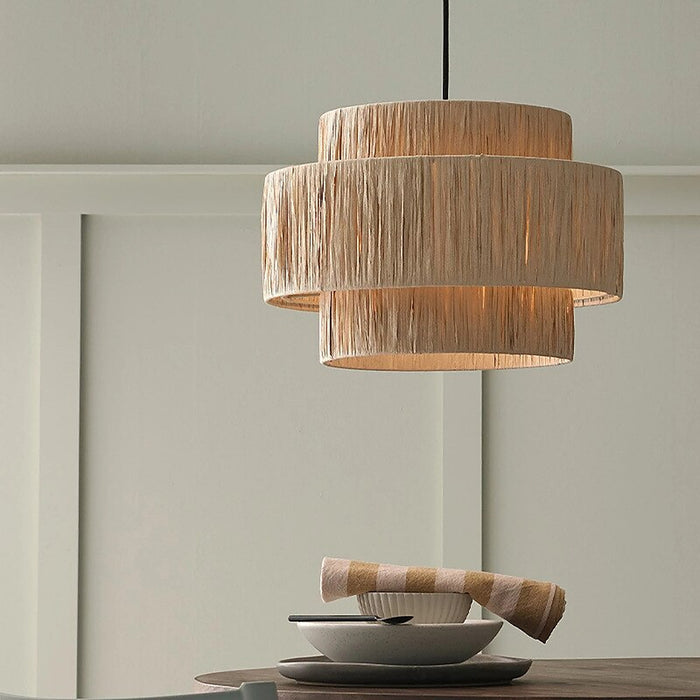 Abat-jour raphia boheme fait main — plafonnier Plafonniers Design