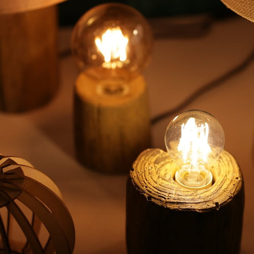 Ampoule décorative E27 avec socle en bois — accessoire Plafonniers Design