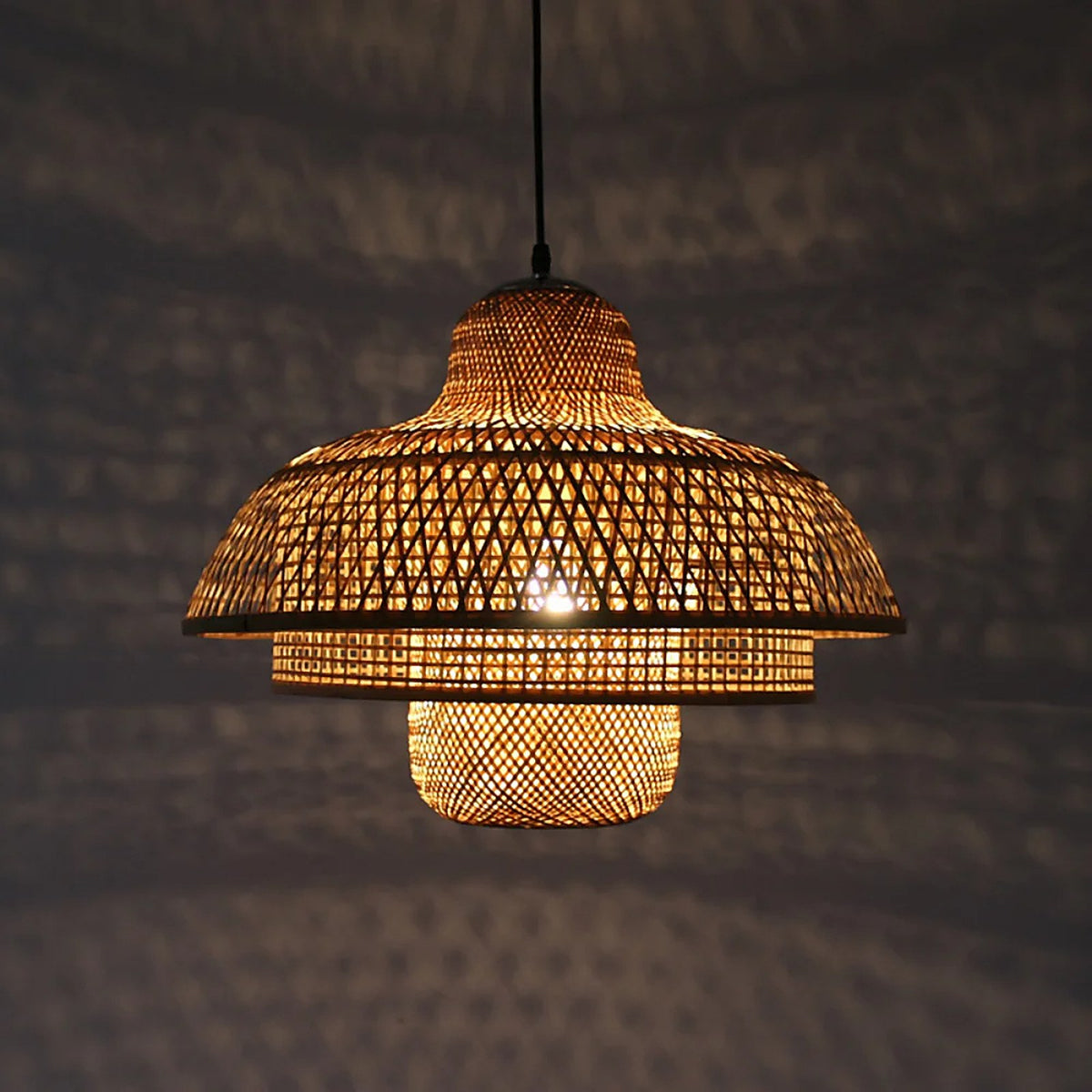 Lampe de table restaurant en rotin — plafonnier Plafonniers Design