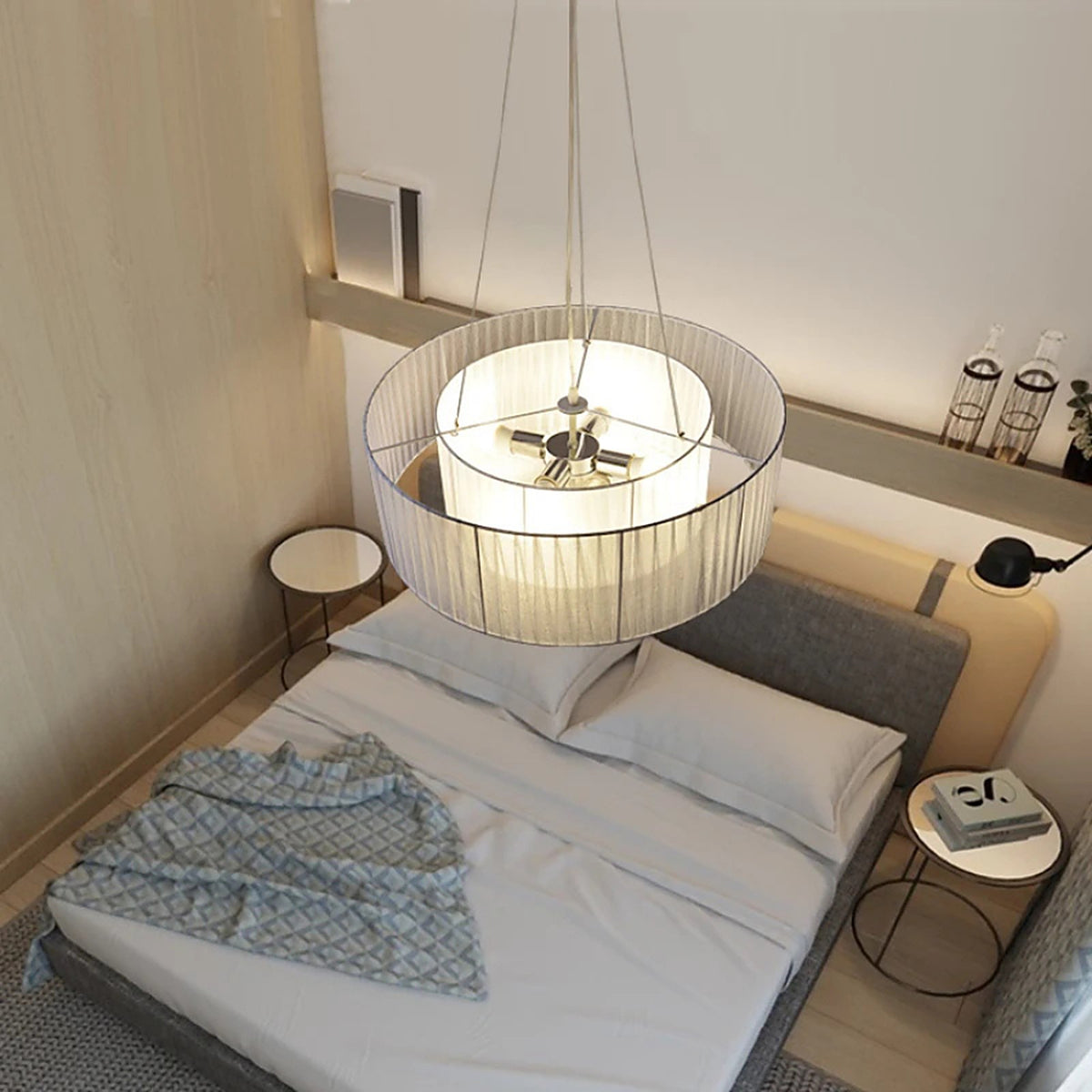 Lampe suspendue en métal et tissus au design épuré — plafonnier Plafonniers Design