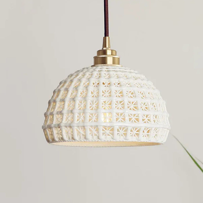 Lampe suspendue rétro en verre blanc — plafonnier Plafonniers Design
