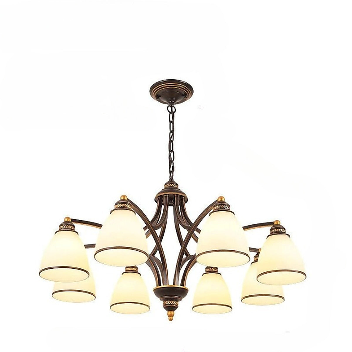 Plafonnier americain au design rétro avec 8 lampes — lustre Plafonniers Design