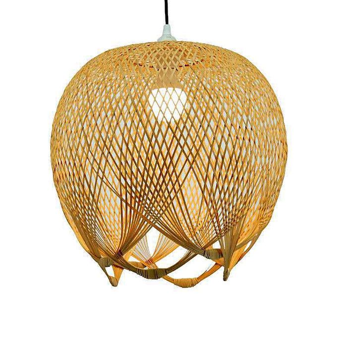 Plafonnier design suspendu en bambou et osier, idéal pour un salon de thé ou un restaurant — plafonnier Plafonniers Design
