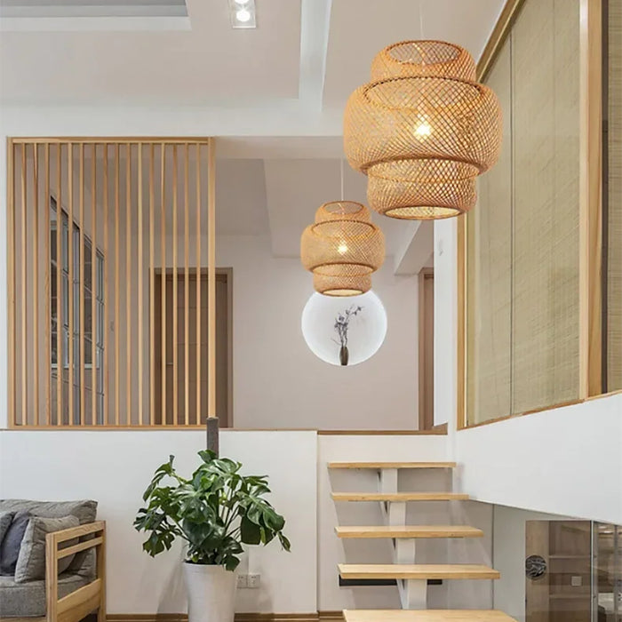 Plafonnier en bambou tissé à la main — plafonnier Plafonniers Design