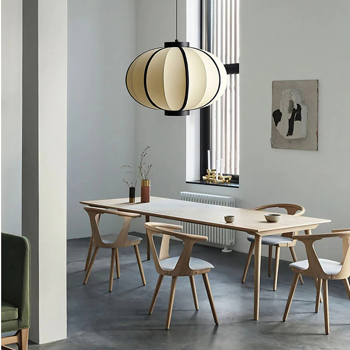 Plafonnier en tissu noir et blanc style japonais — plafonnier Plafonniers Design