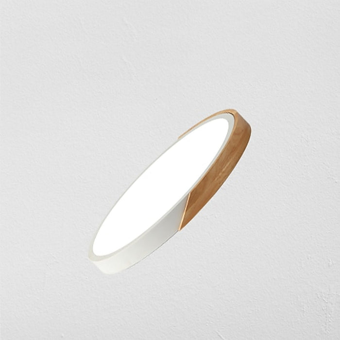 Plafonnier LED 18W en bois rond nordique moderne avec télécommande — plafonnier Plafonniers Design