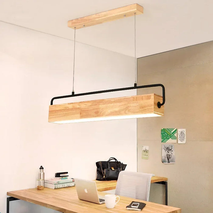 Plafonnier LED style Troag en bois pour salle à manger — suspension Plafonniers Design