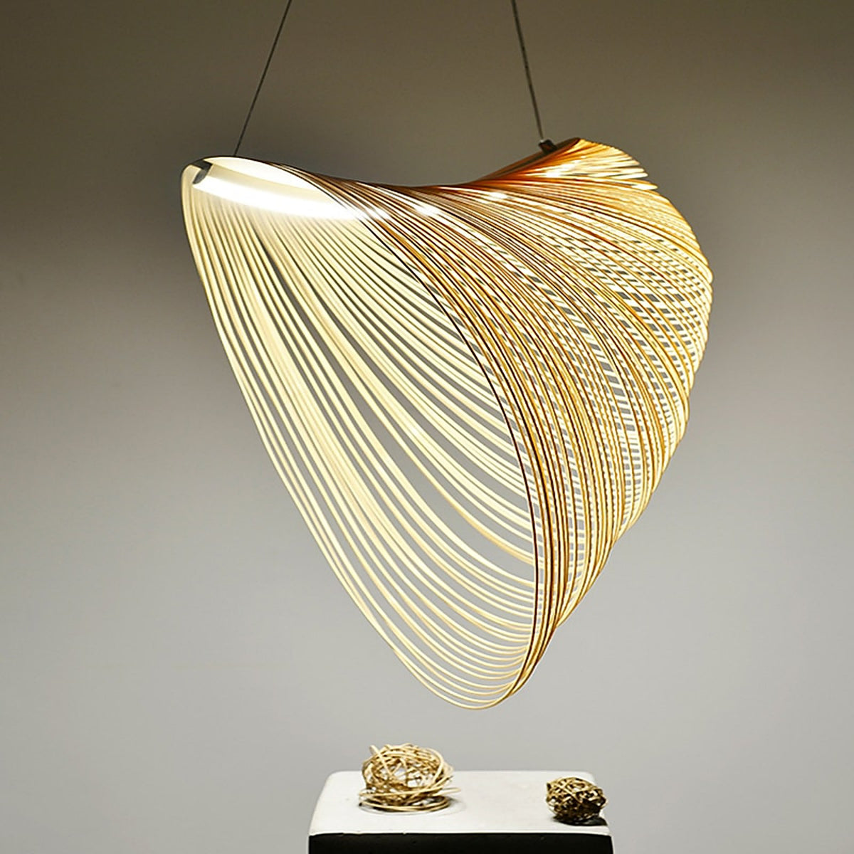 Plafonnier LED suspendu, naturel, en bois au design moderne — plafonnier Plafonniers Design