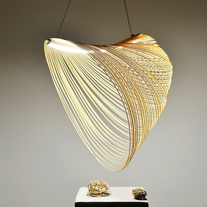 Plafonnier LED suspendu, naturel, en bois au design moderne — plafonnier Plafonniers Design