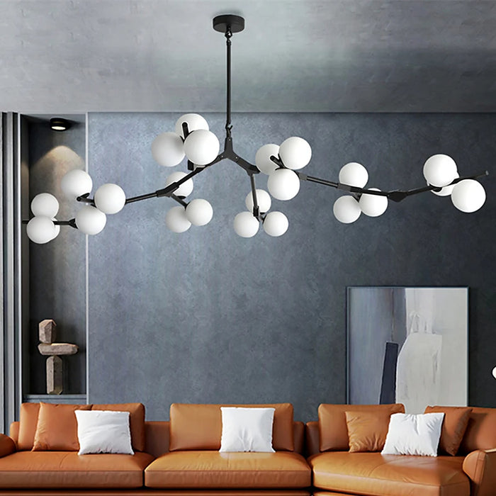 Plafonnier moderne branche d'arbre avec boules blanches — plafonnier Plafonniers Design