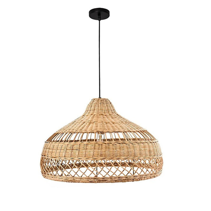 Plafonnier naturel LED en rotin de style chinois — plafonnier Plafonniers Design