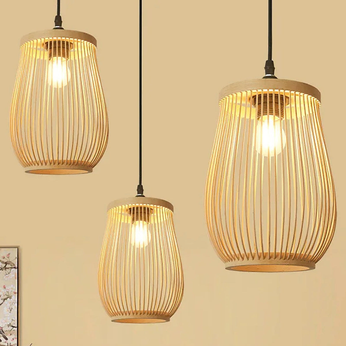Plafonnier naturel suspendue style cage à oiseaux — plafonnier Plafonniers Design