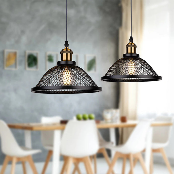 Plafonnier noir grille en métal noir — plafonnier Plafonniers Design