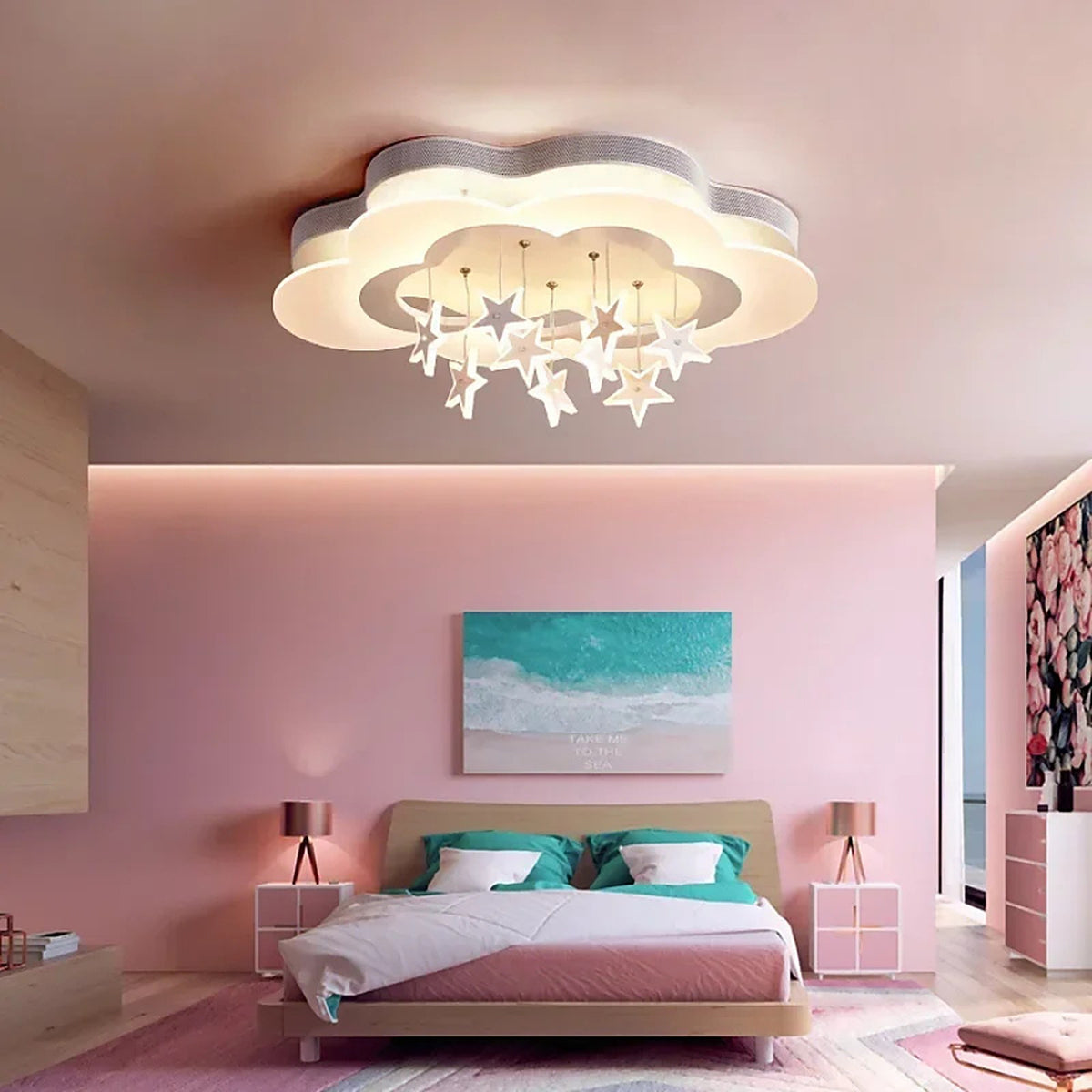 Plafonnier nuage avec etoiles — plafonnier Plafonniers Design