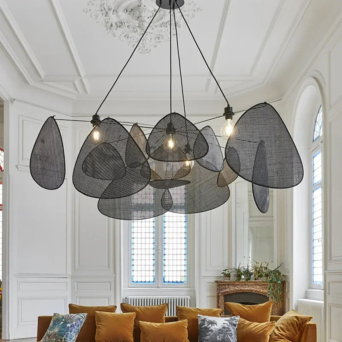 Plafonnier rétro en bambou noir — plafonnier Plafonniers Design