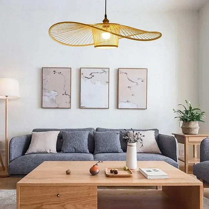 plafonnier rotin bambou – suspension naturelle design ondulée — plafonnier Plafonniers Design