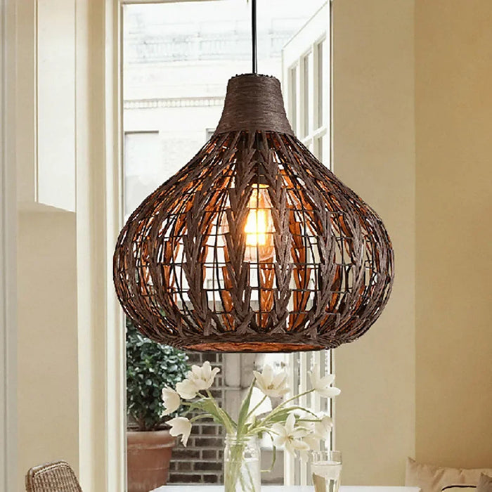Plafonnier suspendu en osier arrondi — plafonnier Plafonniers Design