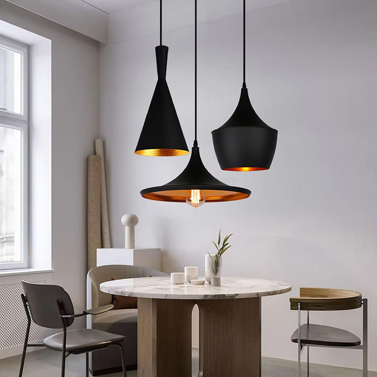 Suspension au style beat noir industriel — plafonnier Plafonniers Design
